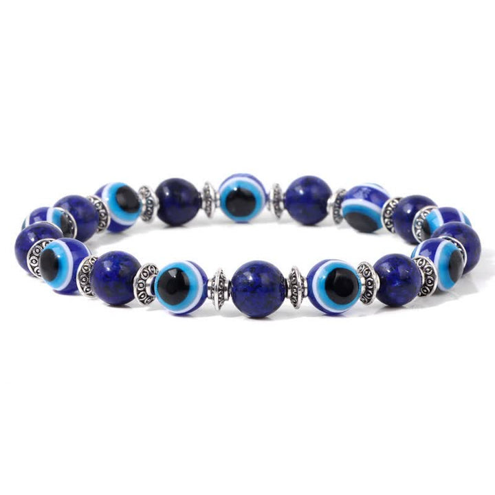 Pulsera de cuentas de piedra natural con ojo malvado de Olivenorma