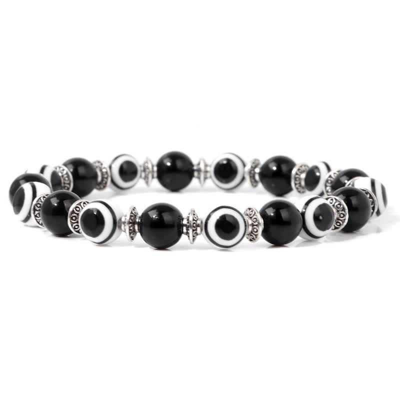 Pulsera de cuentas de piedra natural con ojo malvado de Olivenorma