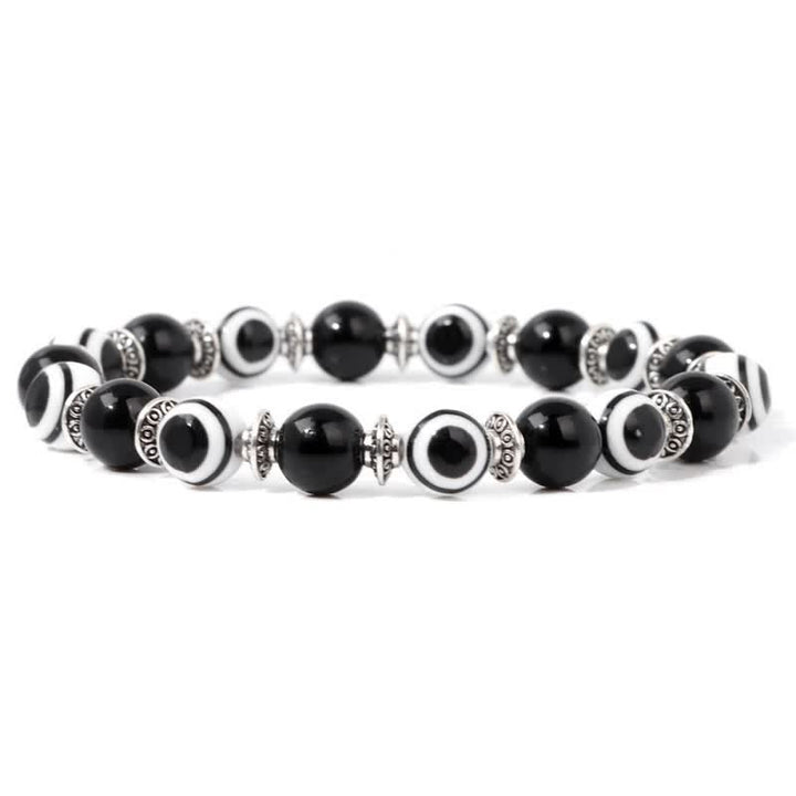Pulsera de cuentas de piedra natural con ojo malvado de Olivenorma
