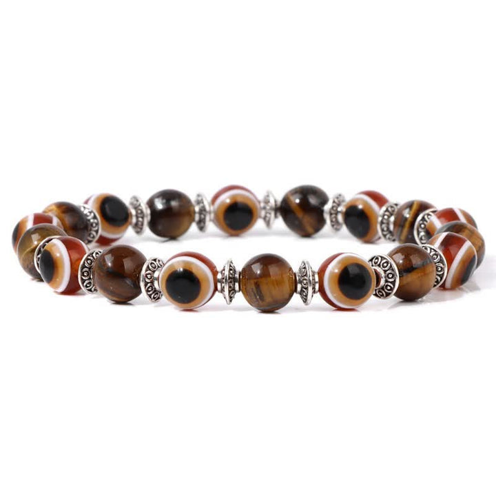 Pulsera de cuentas de piedra natural con ojo malvado de Olivenorma