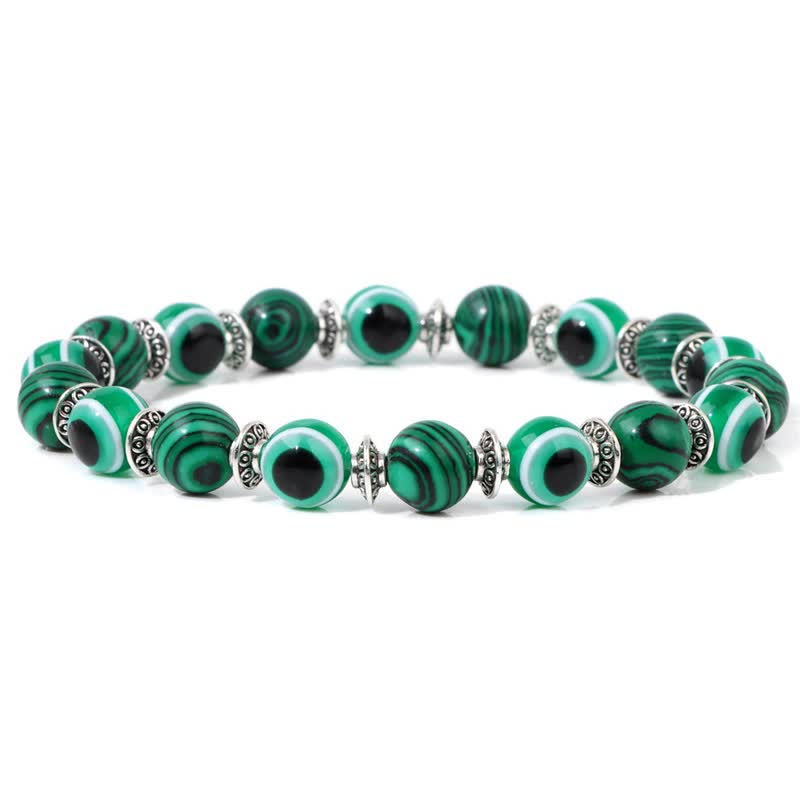 Pulsera de cuentas de piedra natural con ojo malvado de Olivenorma