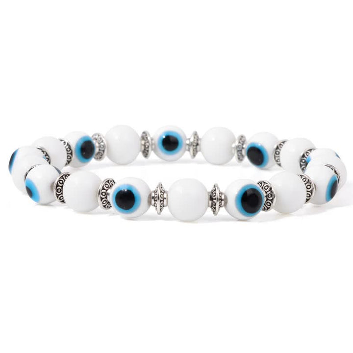 Pulsera de cuentas de piedra natural con ojo malvado de Olivenorma