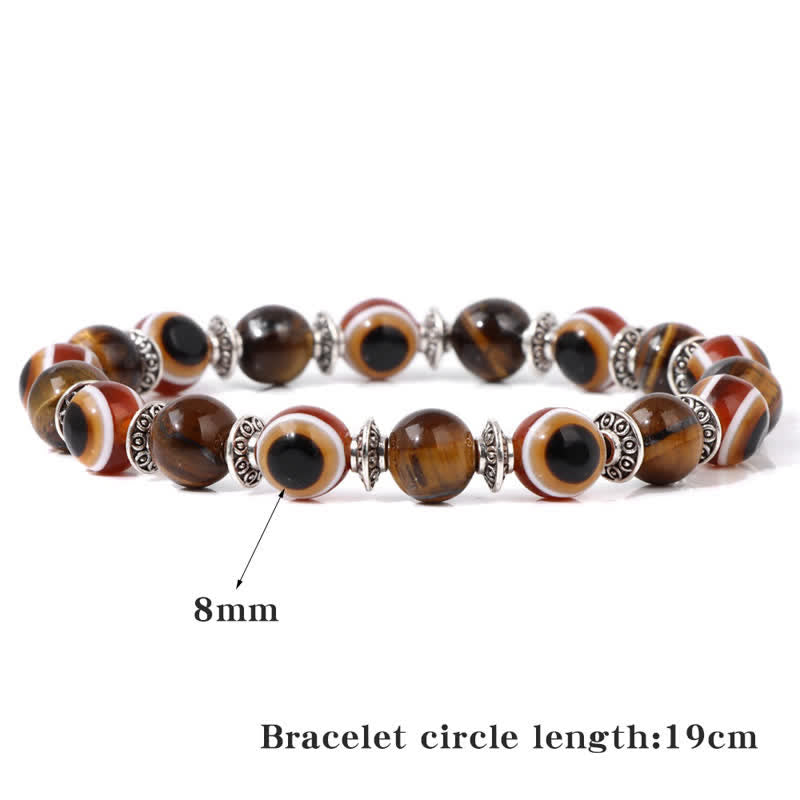 Pulsera de cuentas de piedra natural con ojo malvado de Olivenorma