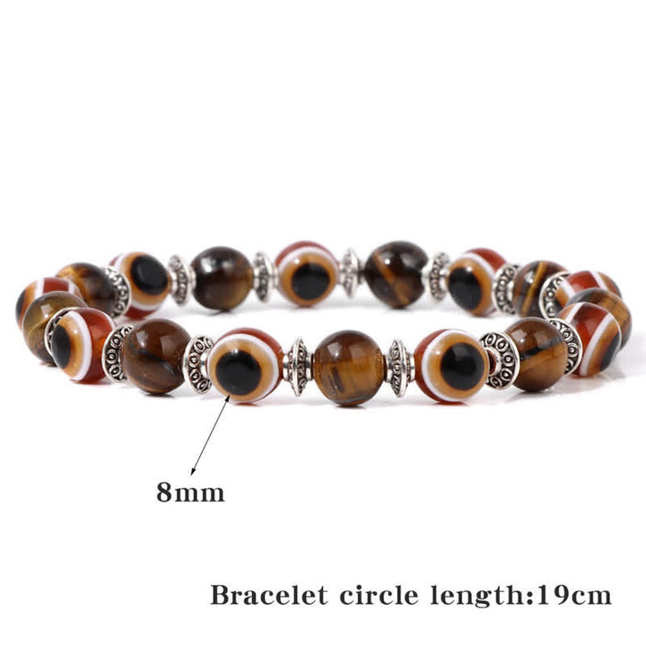 Pulsera de cuentas de piedra natural con ojo malvado de Olivenorma