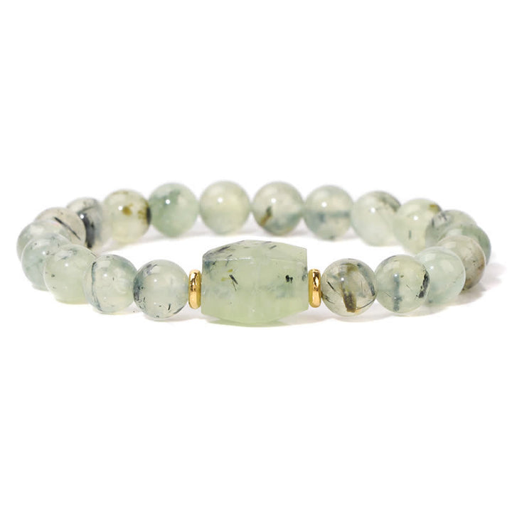 Pulsera con colgante cuadrado facetado y cuentas de piedra natural de Olivenorma 