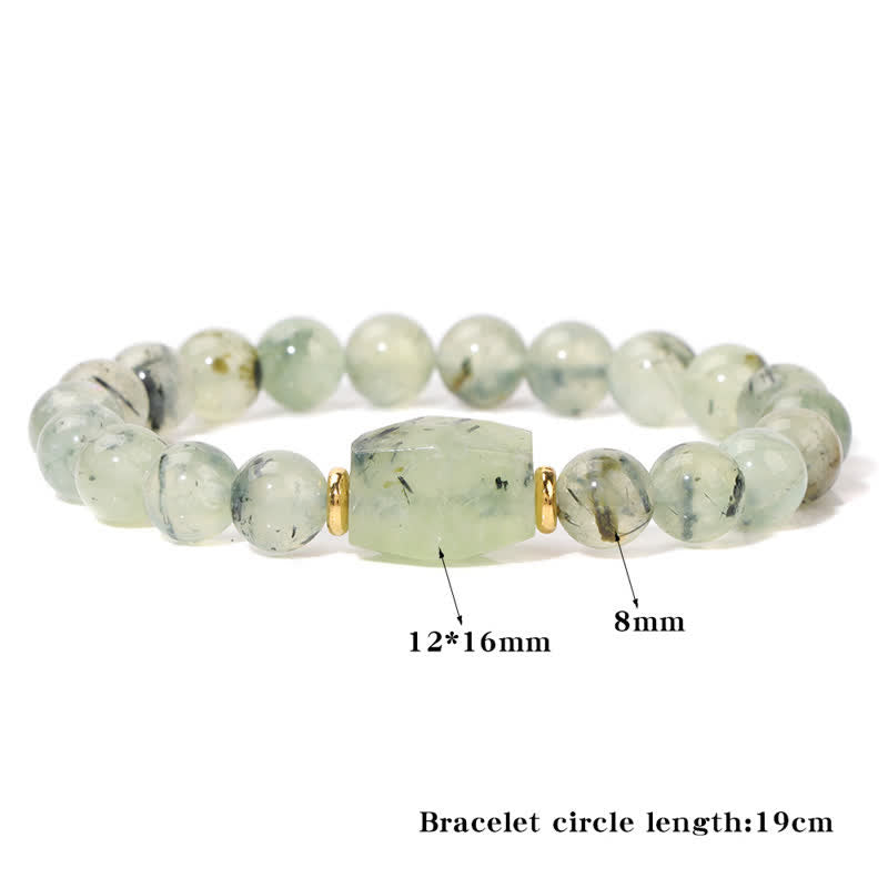 Pulsera con colgante cuadrado facetado y cuentas de piedra natural de Olivenorma 