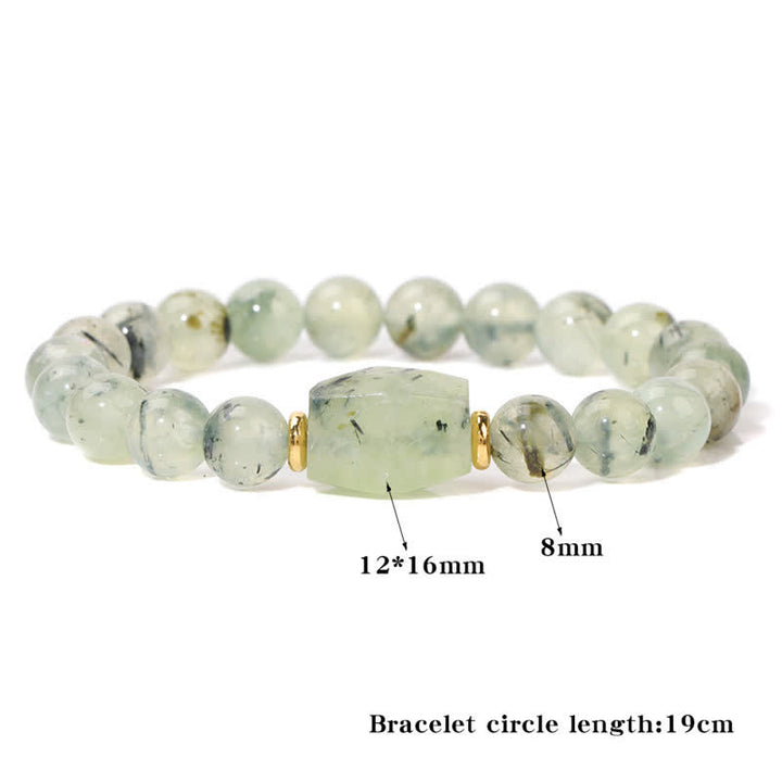 Pulsera con colgante cuadrado facetado y cuentas de piedra natural de Olivenorma 