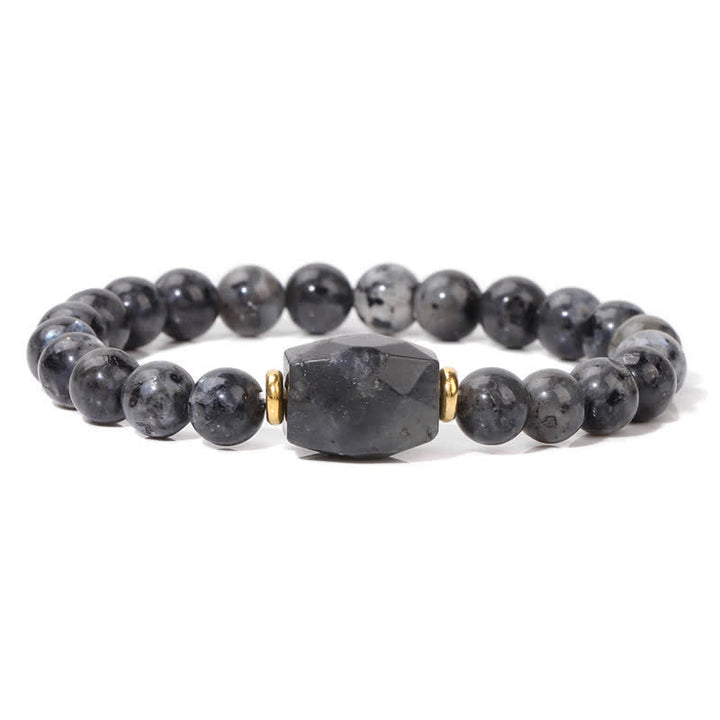 Pulsera con colgante cuadrado facetado y cuentas de piedra natural de Olivenorma 