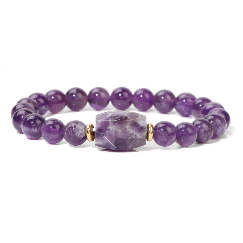 Pulsera con colgante cuadrado facetado y cuentas de piedra natural de Olivenorma 