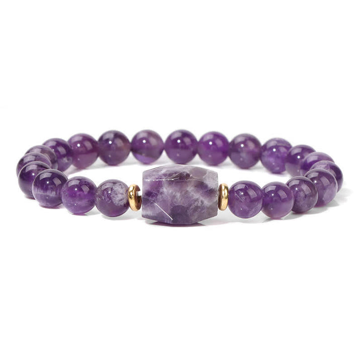 Pulsera con colgante cuadrado facetado y cuentas de piedra natural de Olivenorma 