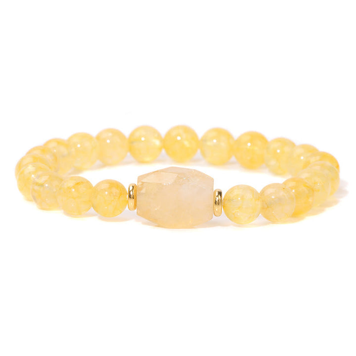 Pulsera con colgante cuadrado facetado y cuentas de piedra natural de Olivenorma 