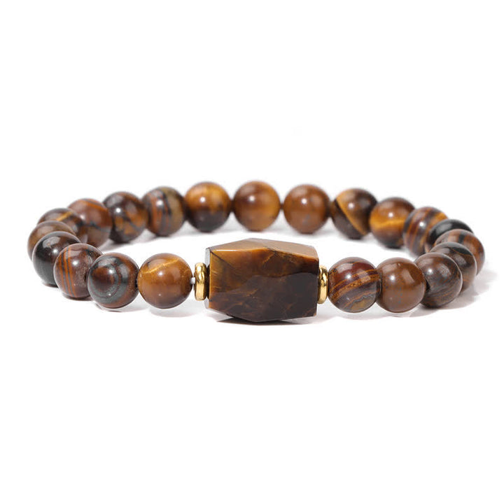 Pulsera con colgante cuadrado facetado y cuentas de piedra natural de Olivenorma 