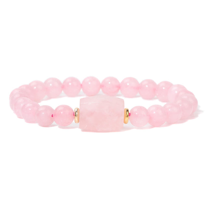 Pulsera con colgante cuadrado facetado y cuentas de piedra natural de Olivenorma 
