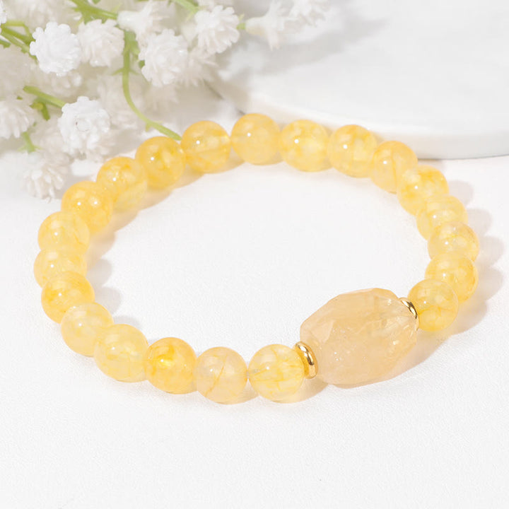 Pulsera con colgante cuadrado facetado y cuentas de piedra natural de Olivenorma 