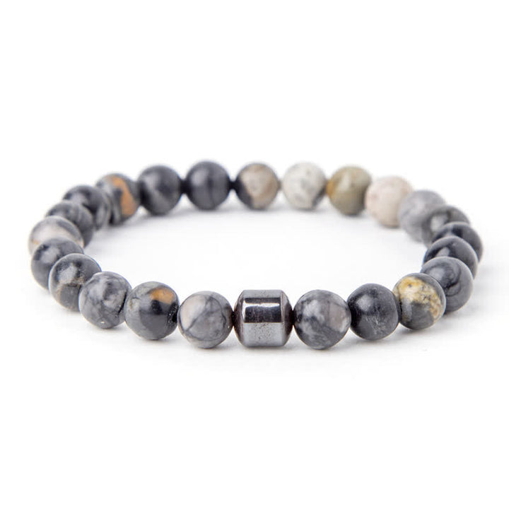 Pulsera de cuentas con imán de piedra natural de 8 mm de Olivenorma 