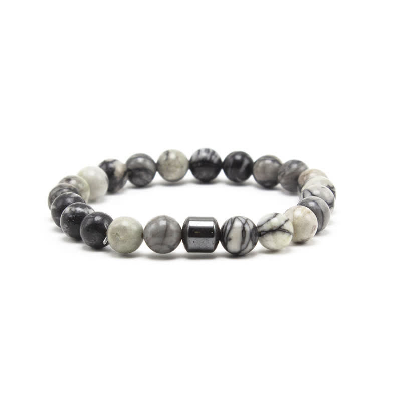 Pulsera de cuentas con imán de piedra natural de 8 mm de Olivenorma 