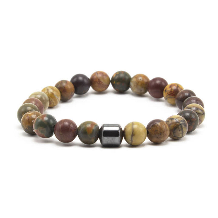 Pulsera de cuentas con imán de piedra natural de 8 mm de Olivenorma 