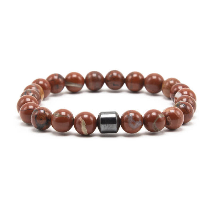 Pulsera de cuentas con imán de piedra natural de 8 mm de Olivenorma 