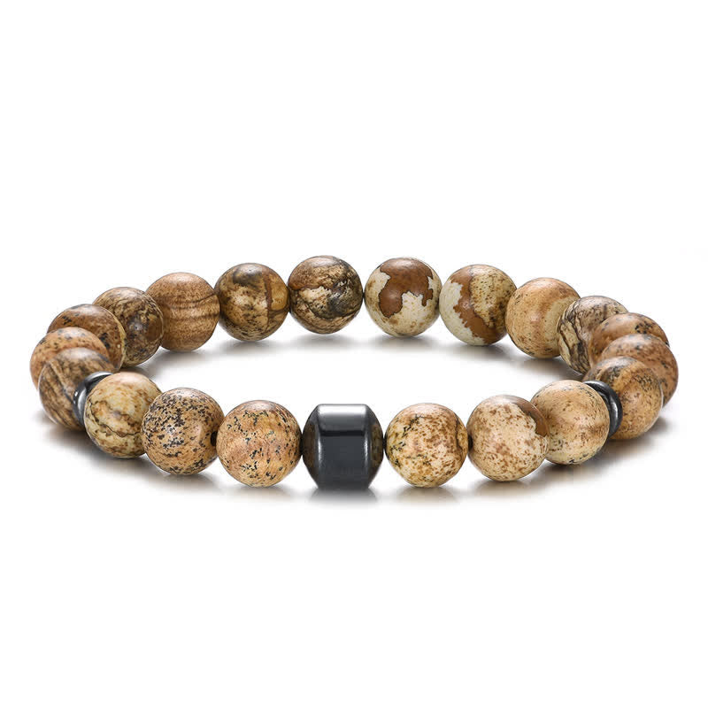 Pulsera de cuentas con imán de piedra natural de 8 mm de Olivenorma 