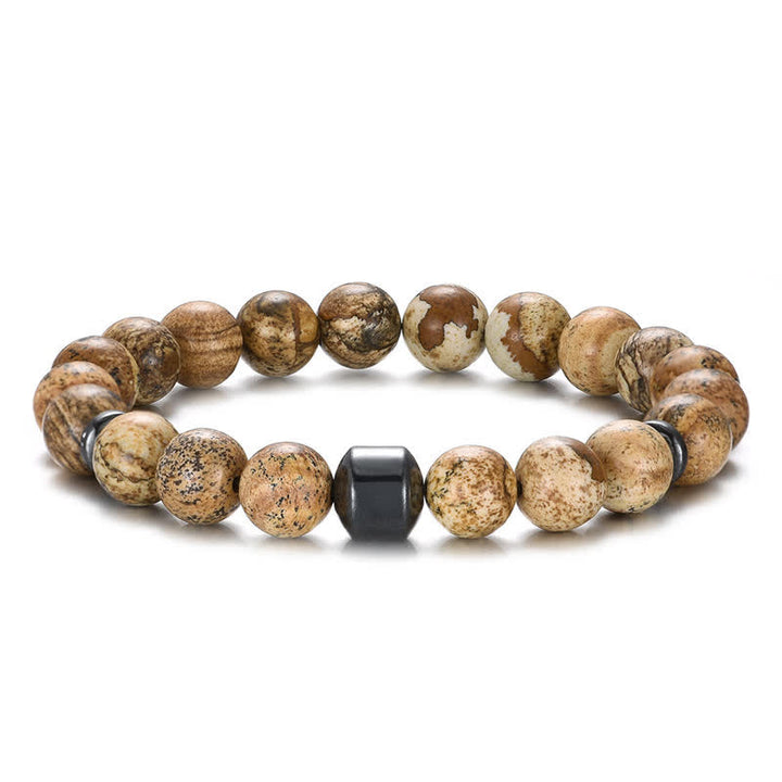 Pulsera de cuentas con imán de piedra natural de 8 mm de Olivenorma 