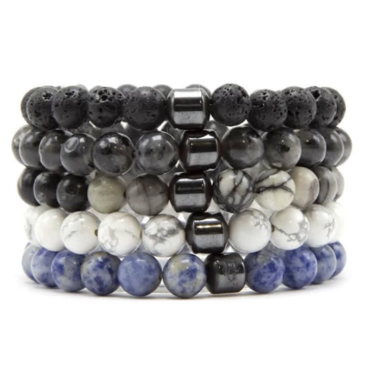Pulsera de cuentas con imán de piedra natural de 8 mm de Olivenorma 