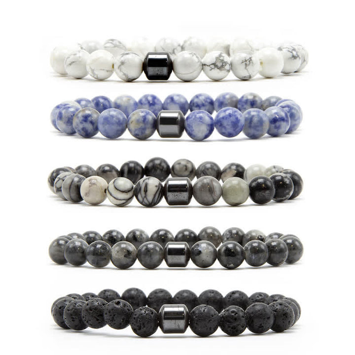 Pulsera de cuentas con imán de piedra natural de 8 mm de Olivenorma 
