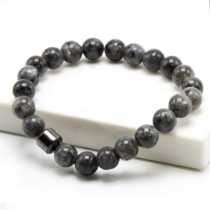 Pulsera de cuentas con imán de piedra natural de 8 mm de Olivenorma 