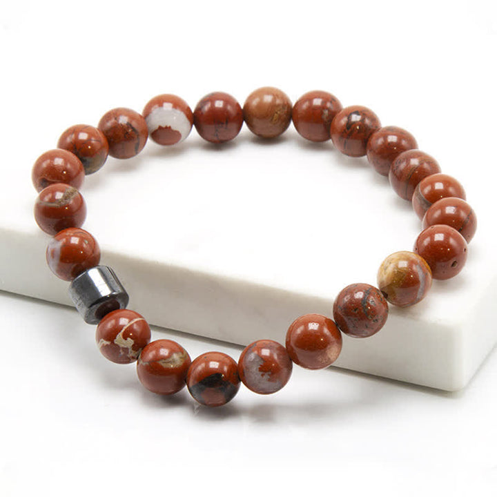 Pulsera de cuentas con imán de piedra natural de 8 mm de Olivenorma 