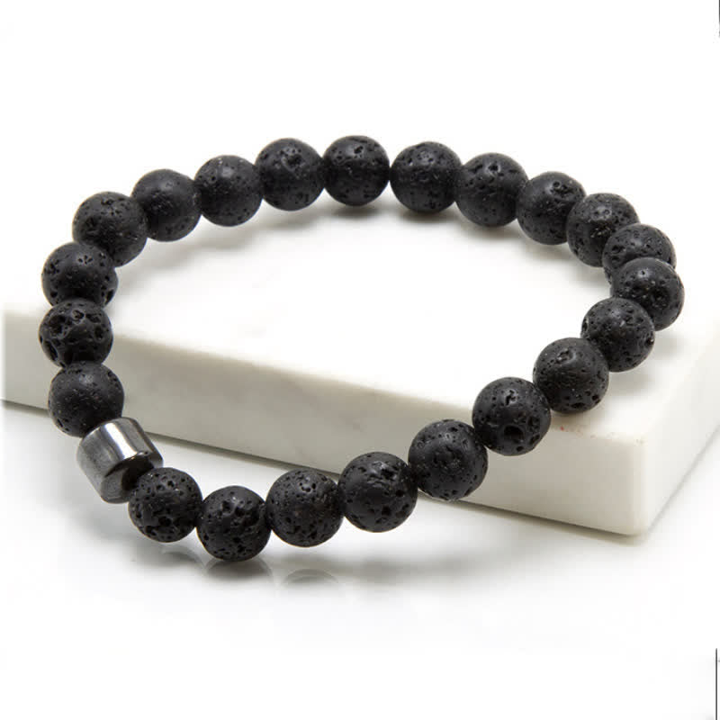 Pulsera de cuentas con imán de piedra natural de 8 mm de Olivenorma 