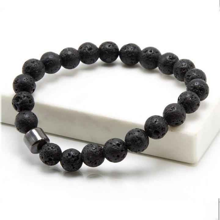 Pulsera de cuentas con imán de piedra natural de 8 mm de Olivenorma 