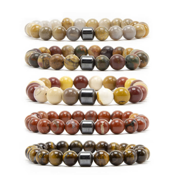 Pulsera de cuentas con imán de piedra natural de 8 mm de Olivenorma 