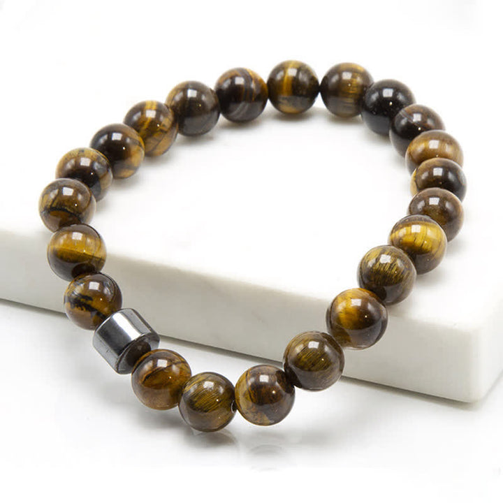 Pulsera de cuentas con imán de piedra natural de 8 mm de Olivenorma 