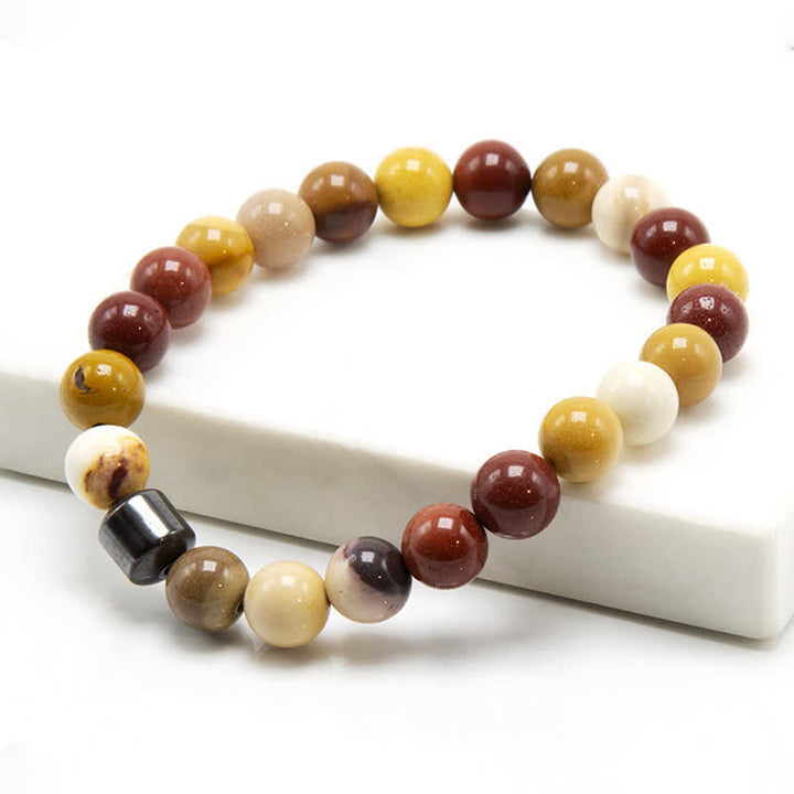 Pulsera de cuentas con imán de piedra natural de 8 mm de Olivenorma 