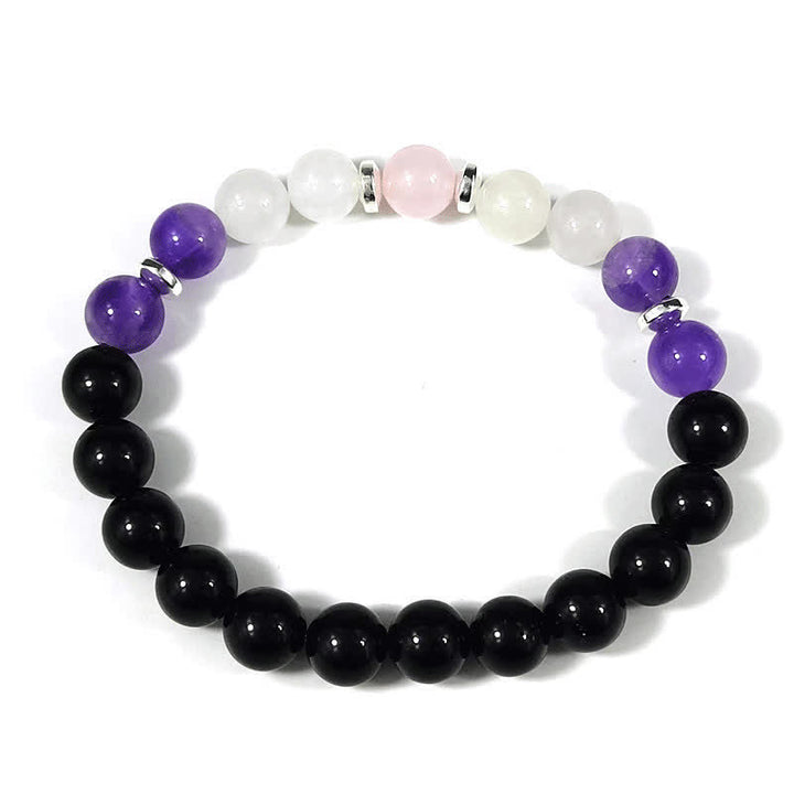 Pulsera antiansiedad con cuentas de amatista y ónix negro de Olivenorma 
