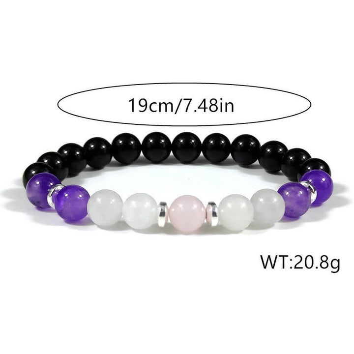 Pulsera antiansiedad con cuentas de amatista y ónix negro de Olivenorma 
