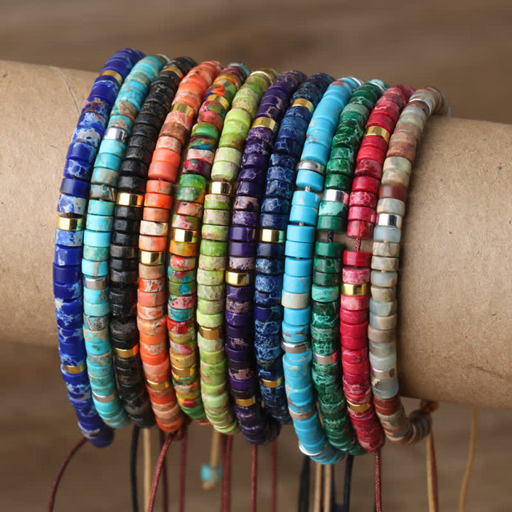 Pulsera trenzada con cuentas de piedra natural de 2,4 mm de Olivenorma 