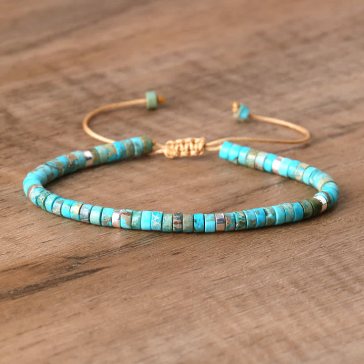 Pulsera trenzada con cuentas de piedra natural de 2,4 mm de Olivenorma 