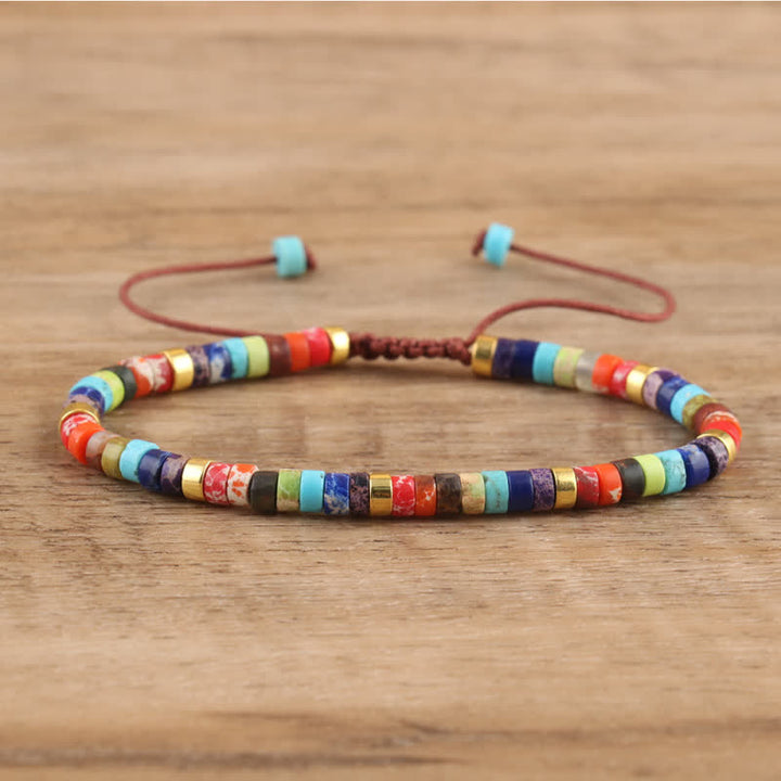 Pulsera trenzada con cuentas de piedra natural de 2,4 mm de Olivenorma 