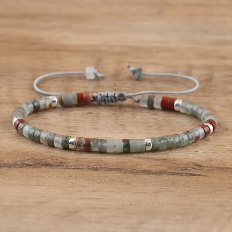 Pulsera trenzada con cuentas de piedra natural de 2,4 mm de Olivenorma 