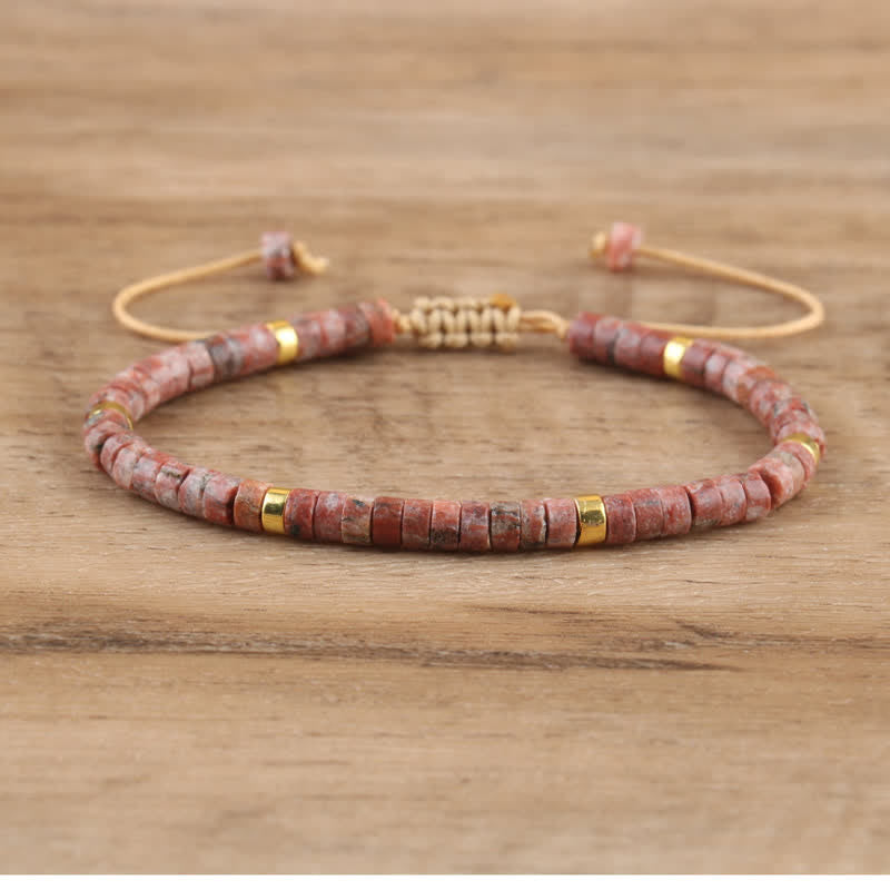 Pulsera trenzada con cuentas de piedra natural de 2,4 mm de Olivenorma 