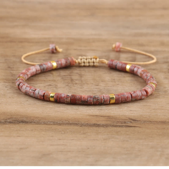 Pulsera trenzada con cuentas de piedra natural de 2,4 mm de Olivenorma 