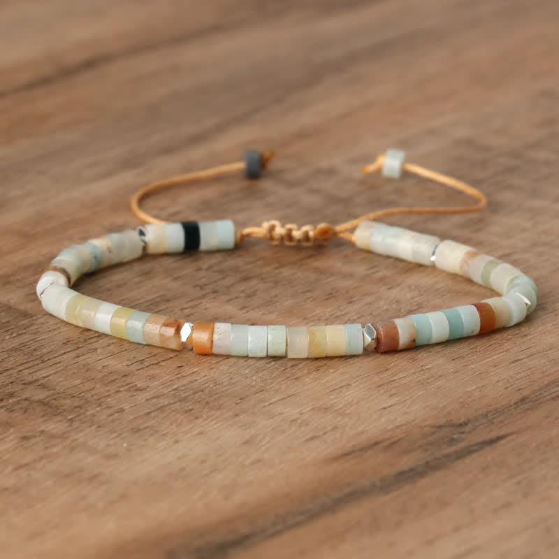 Pulsera trenzada con cuentas de piedra natural de 2,4 mm de Olivenorma 