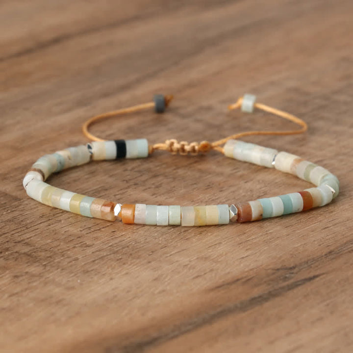 Pulsera trenzada con cuentas de piedra natural de 2,4 mm de Olivenorma 