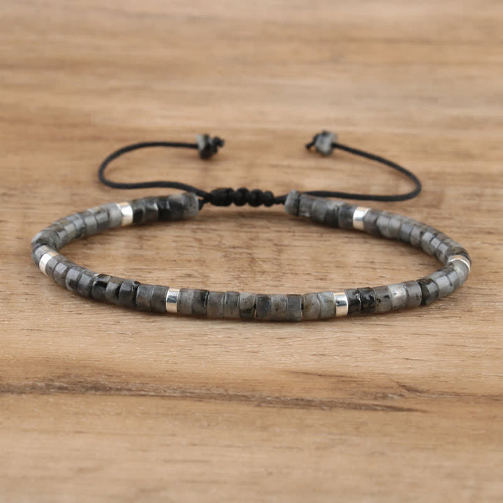 Pulsera trenzada con cuentas de piedra natural de 2,4 mm de Olivenorma 