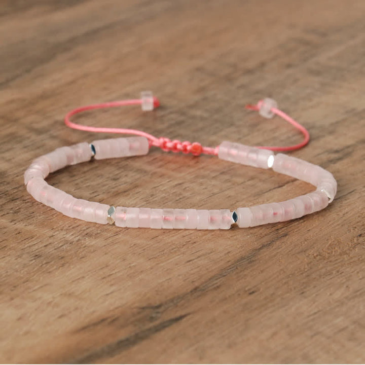 Pulsera trenzada con cuentas de piedra natural de 2,4 mm de Olivenorma 