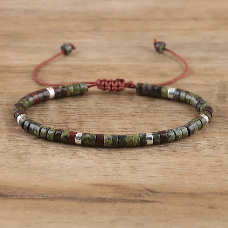 Pulsera trenzada con cuentas de piedra natural de 2,4 mm de Olivenorma 