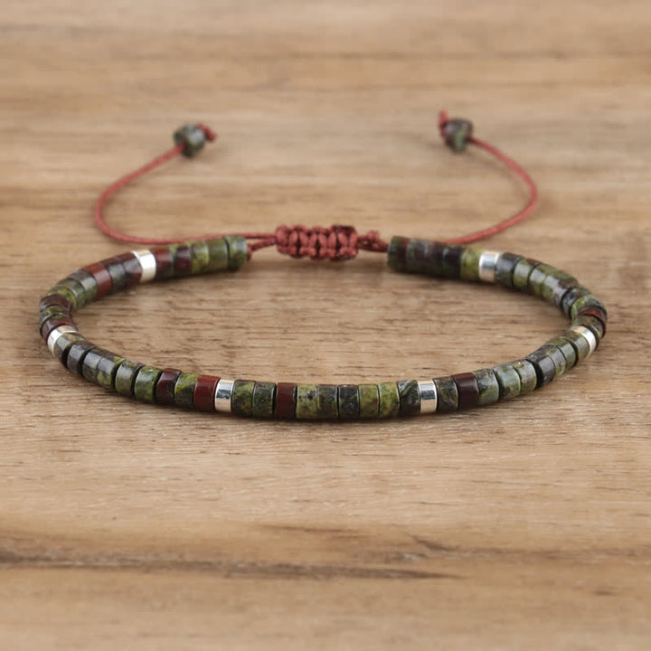 Pulsera trenzada con cuentas de piedra natural de 2,4 mm de Olivenorma 