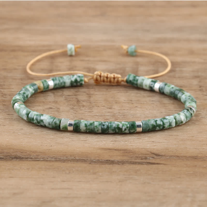 Pulsera trenzada con cuentas de piedra natural de 2,4 mm de Olivenorma 