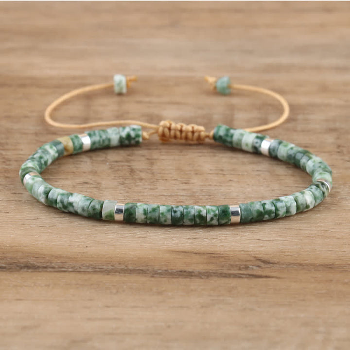 Pulsera trenzada con cuentas de piedra natural de 2,4 mm de Olivenorma 