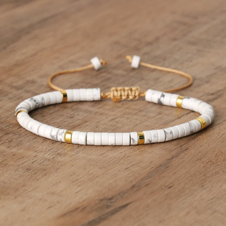 Pulsera trenzada con cuentas de piedra natural de 2,4 mm de Olivenorma 